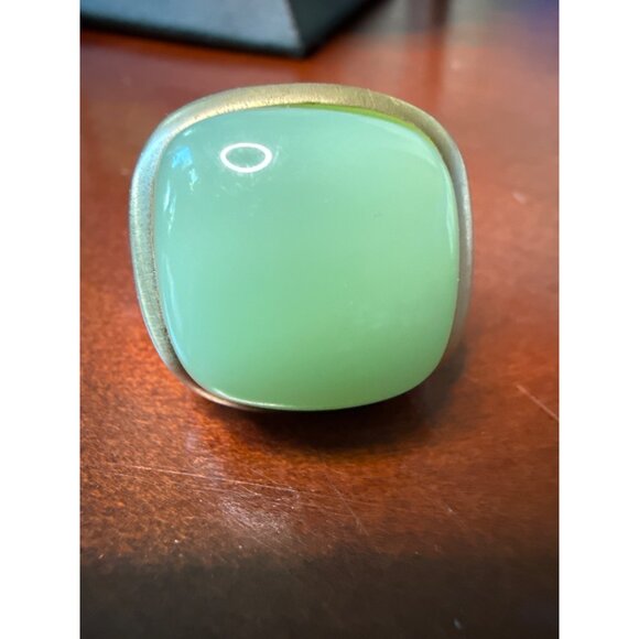 Lucas Jack Gold Tone Thick Band Ring Fluorescent Stone London - Picture 4 of 8